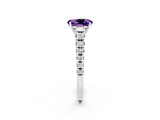 White gold Oval Cut Amethyst Solitaire Ring with Cathedral Setting and Pavé Band_2