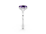 White gold Oval Cut Amethyst Solitaire Ring with Flower Prong Setting and Classic Band_50