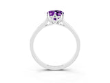 White gold Oval Cut Amethyst Solitaire Ring with Flower Prong Setting and Classic Band_51