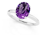 White gold Oval Cut Amethyst Solitaire Ring with Thin Band and Four-Prong Setting_13
