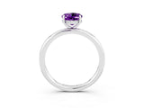 White gold Oval Cut Amethyst Solitaire Ring with Thin Band and Four-Prong Setting_15