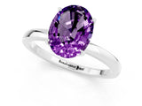 White gold Oval Cut Amethyst Solitaire Ring with Thin Band and Prong Setting_13