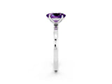 White gold Oval Cut Amethyst Solitaire Ring with Thin Band and Prong Setting_14