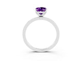 White gold Oval Cut Amethyst Solitaire Ring with Thin Band and Prong Setting_15