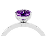 White gold Oval Cut Amethyst Solitaire Ring with Thin Band and Prong Setting_16