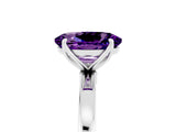 White gold Oval Cut Amethyst Solitaire Ring with Thin Band and Prong Setting_17