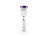 White gold Oval Cut Amethyst Solitaire Ring with Wide Band and Prong Setting_2