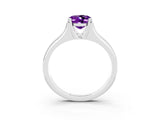 White gold Oval Cut Amethyst Solitaire Ring with Wide Band and Prong Setting_3