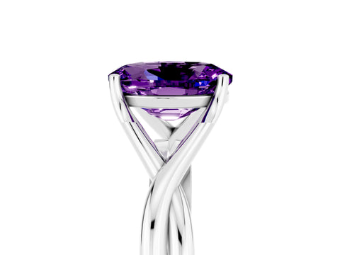 White gold Oval Cut Amethyst Solitaire Twist Band Prong Setting Ring_47