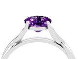 White gold Oval Cut Amethyst Solitaire Twist Band Prong Setting Ring_48