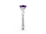 White gold Oval Cut Amethyst Solitaire Twist Band Prong Setting Ring_50