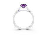 White gold Oval Cut Amethyst Solitaire Twist Band Prong Setting Ring_51