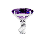 White gold Oval Cut Amethyst Solitaire Twisted Band with Round  Accents and Prong Setting_17
