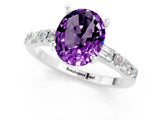 White gold Oval Cut Amethyst Solitaire with Side Baguettes and Channel Set Band_1