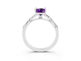White gold Oval Cut Amethyst Solitaire with Side Baguettes and Channel Set Band_3