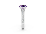 White gold Oval Cut Amethyst Split Shank Engagement Ring with Pavé Band_2