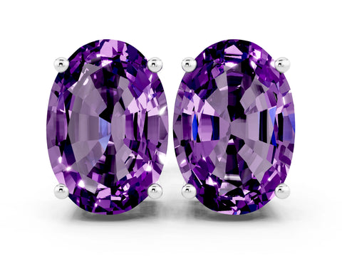 White gold Oval Cut Amethyst Stud Earrings_24