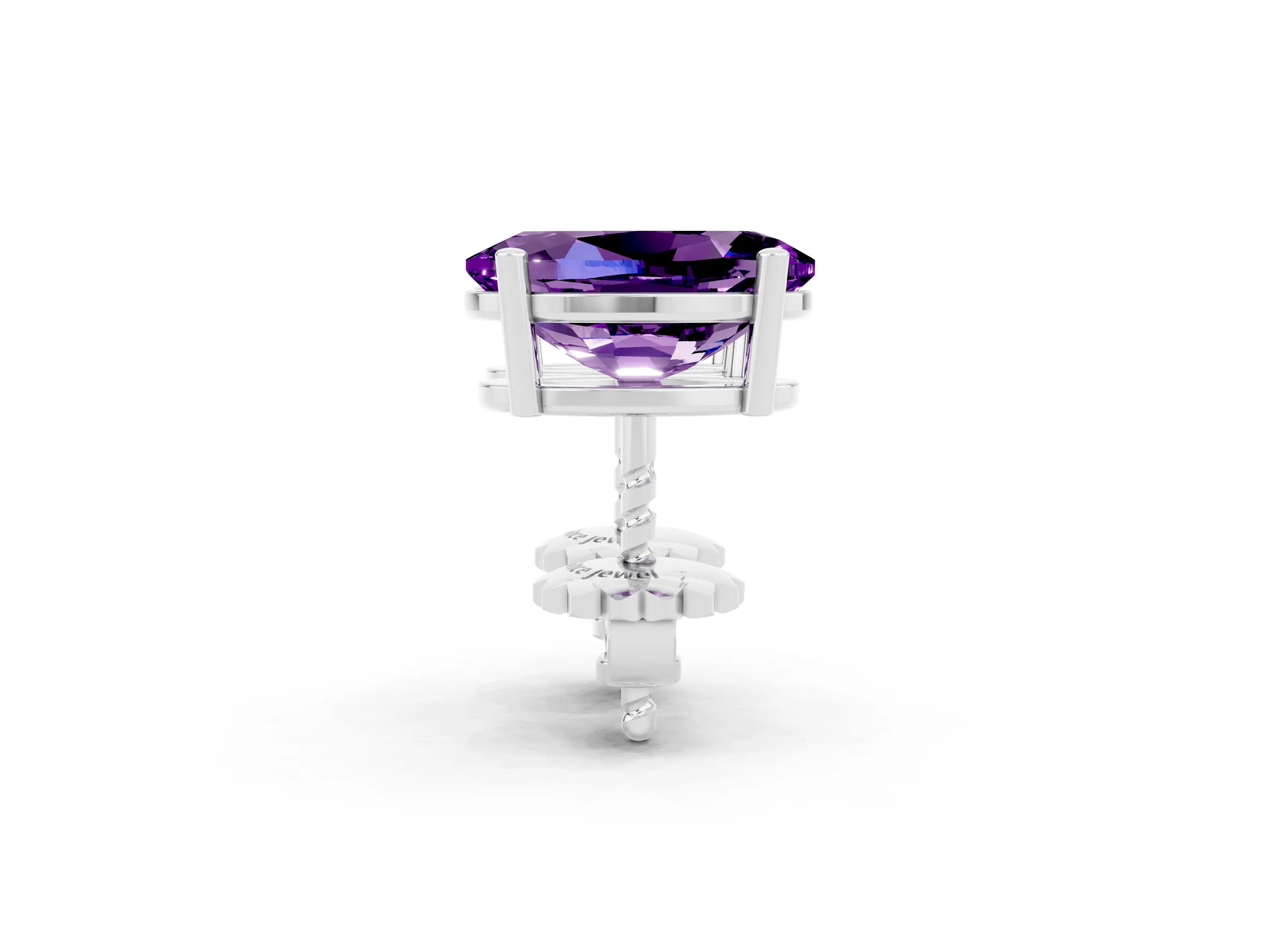 White gold Oval Cut Amethyst Stud Earrings_26