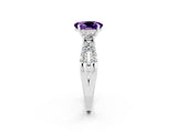 White gold Oval Cut Amethyst Three-Stone Ring with Pavé Split Shank and Four-Prong Setting_14