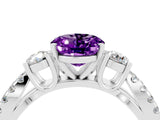 White gold Oval Cut Amethyst Three-Stone Ring with Pavé Split Shank and Four-Prong Setting_16