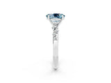 White gold Oval Cut Aquamarine Cluster Side Stone Solitaire Ring with Prong Setting_26