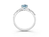 White gold Oval Cut Aquamarine Cluster Side Stone Solitaire Ring with Prong Setting_27