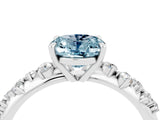 White gold Oval Cut Aquamarine Cluster Side Stone Solitaire Ring with Prong Setting_28