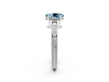 White gold Oval Cut Aquamarine Engagement Ring with Milgrain Channel Set Band and Prong Setting_2