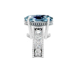 White gold Oval Cut Aquamarine Engagement Ring with Milgrain Channel Set Band and Prong Setting_5