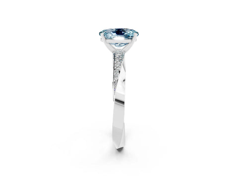 White gold Oval Cut Aquamarine Engagement Ring with Side Stone Accents and Four-Prong Setting_29