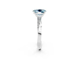White gold Oval Cut Aquamarine Engagement Ring with Side Stone Accents and Four-Prong Setting_98