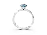 White gold Oval Cut Aquamarine Engagement Ring with Side Stone Accents and Four-Prong Setting_99