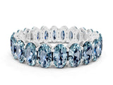 White gold Oval Cut Aquamarine Eternity Band with Shared Prong Setting