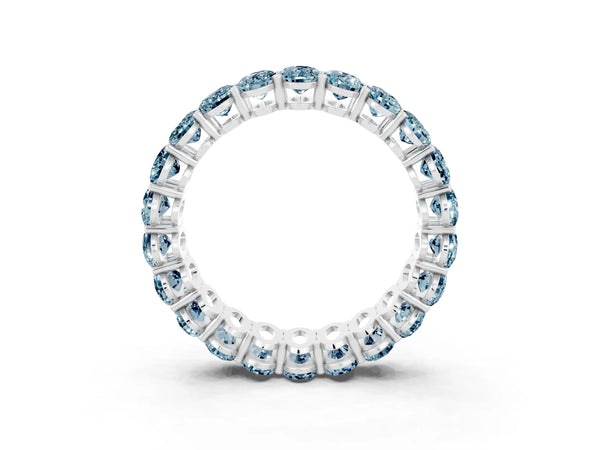 Silver Oval Cut Aquamarine Eternity Band with Shared Prong Setting