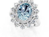 White gold Oval Cut Aquamarine Floral Double Halo Engagement Ring with Prong Setting_25