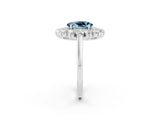 White gold Oval Cut Aquamarine Floral Double Halo Engagement Ring with Prong Setting_26