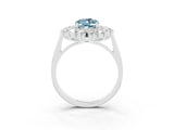 White gold Oval Cut Aquamarine Floral Double Halo Engagement Ring with Prong Setting_27