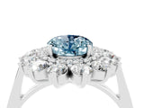 White gold Oval Cut Aquamarine Floral Double Halo Engagement Ring with Prong Setting_76