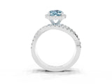 White gold Oval Cut Aquamarine Halo Ring with Round Split Shank and Prong Setting_63