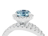 White gold Oval Cut Aquamarine Halo Ring with Round Split Shank and Prong Setting_64