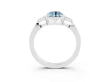 White gold Oval Cut Aquamarine Halo Ring with Tapered Band and Four-Prong Setting_3