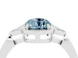 White gold Oval Cut Aquamarine Halo Ring with Tapered Band and Four-Prong Setting_4