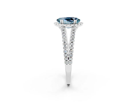 White gold Oval Cut Aquamarine Halo Split Shank Engagement Ring_14