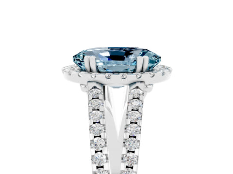 White gold Oval Cut Aquamarine Halo Split Shank Engagement Ring_17