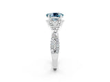 White gold Oval Cut Aquamarine Halo Twist Band Solitaire Prong Setting Ring_2