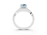 White gold Oval Cut Aquamarine Halo Twist Band Solitaire Prong Setting Ring_3