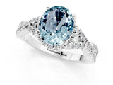 White gold Oval Cut Aquamarine  Halo Twist Band Solitaire Prong Setting Ring_49