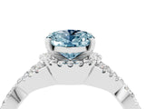 White gold Oval Cut Aquamarine Halo Twist Band Solitaire Prong Setting Ring_4