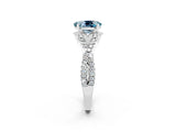 White gold Oval Cut Aquamarine  Halo Twist Band Solitaire Prong Setting Ring_50