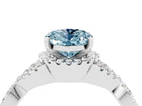 White gold Oval Cut Aquamarine  Halo Twist Band Solitaire Prong Setting Ring_52